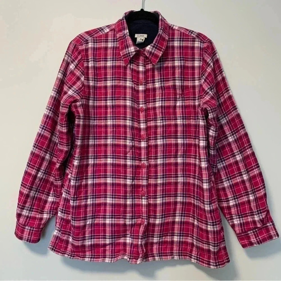 L.L. Bean Other - L.L. Bean pink plaid fleece cotton shaket